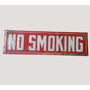 Vintage No Smoking Metal Sign Lansing B Warner Inc Chicago Red  White Decor